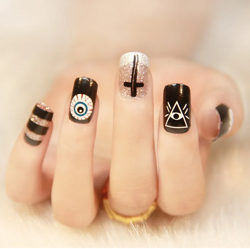 1 шт. наклейки для ногтей с водным переводом стильный черный дизайн маникюра