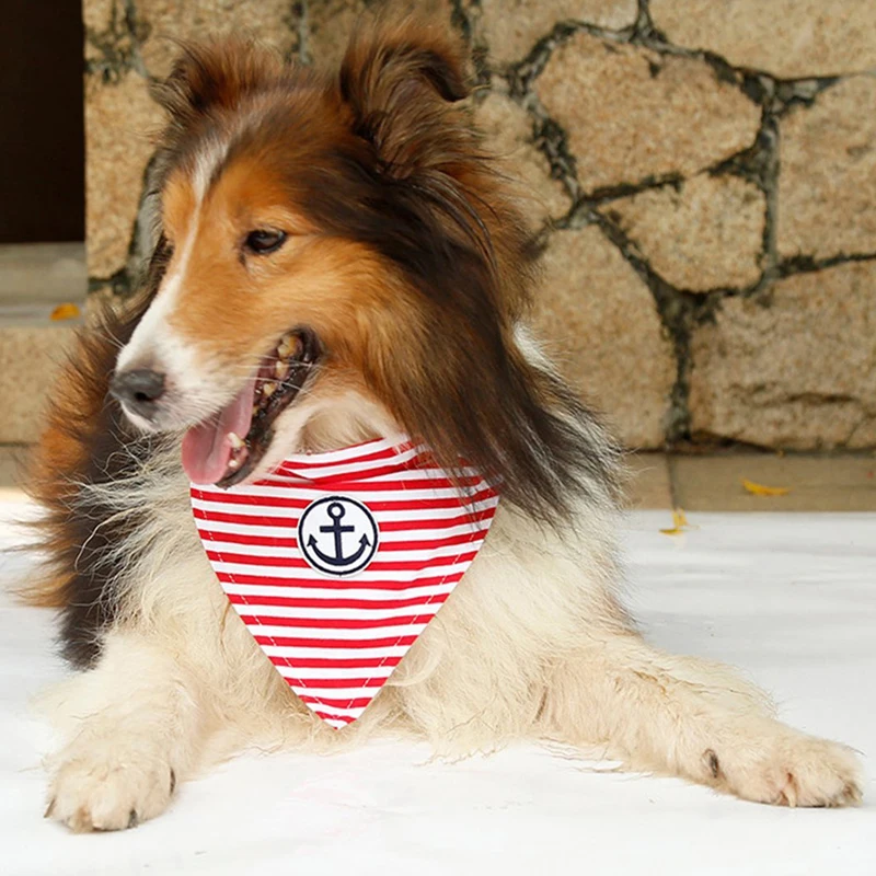 Полосы матроска для мелких больших собак кошка шейный платок Питомца Воротник