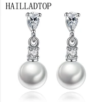 hailladtop silver plated earrings boucle doreille femme abs pearl dangle earrings vintage bijoux christmas gift for girl women