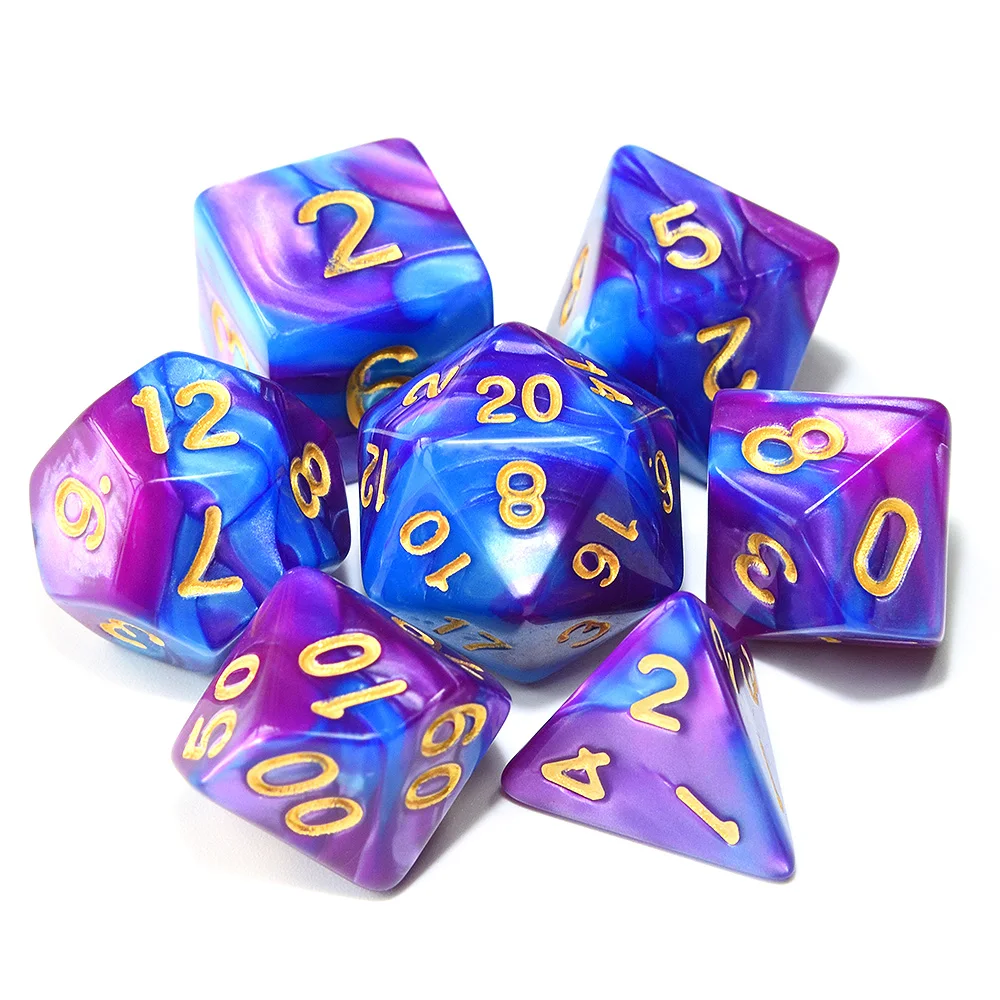 Многогранные DnD смешанные цвета кости 7 шт./компл. для ролевой игры «Подземелья и Драконы настольные игры D4, D6, D8, D10, D%, D12, D20