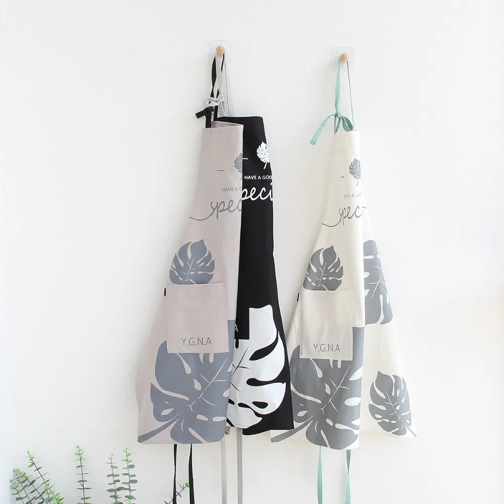 

66*80cm Original cotton apron overalls shop clothing black and white tones Nordic ins style apron Kitchen Accessory 1piece