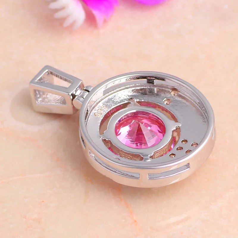 Новое поступление Трендовое Серебряное ожерелье Подвески Розовый огненный опал