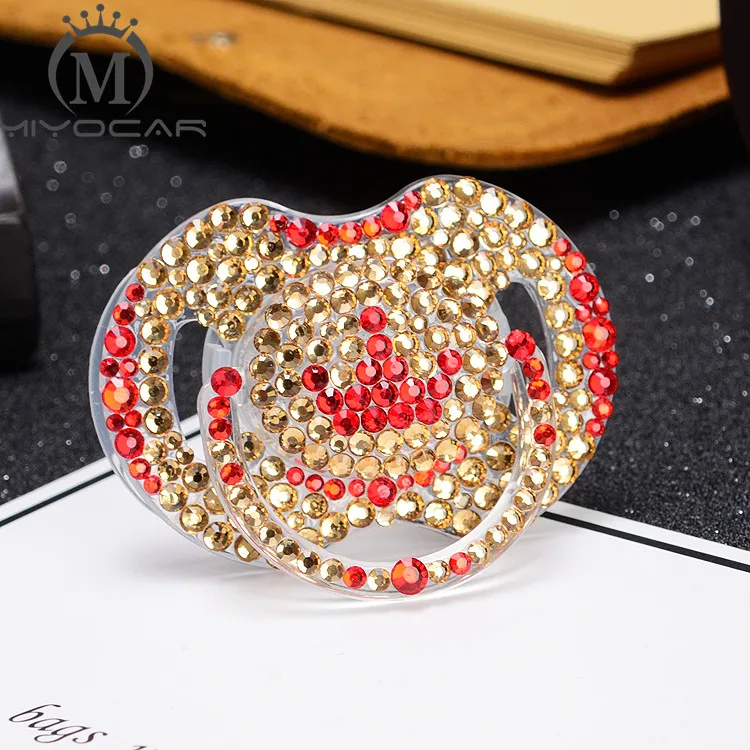 

MIYOCAR luxurious bling bling gloden crystal rhinestone crown Baby Pacifier/ Nipples /Dummy /cocka /chupeta &pacifier clips