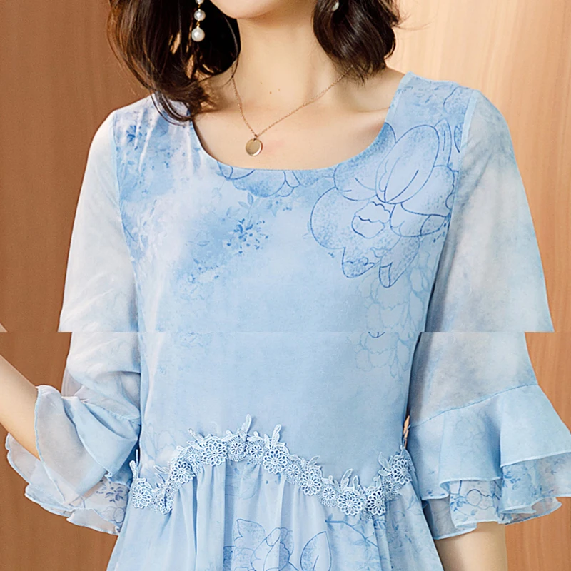 Светильник синее шифоновое платье размера плюс большие платья для вечеринок