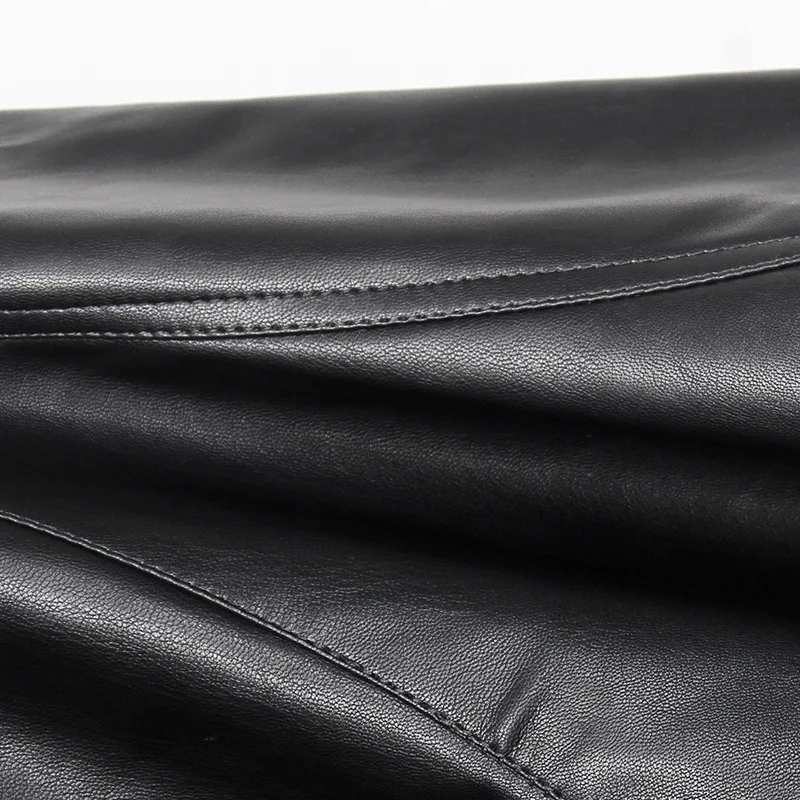 

2020 New Spring Summer Pu Leather High Waist Sashes Spliced Irregular Half-body Temperament Skirt Women Fashion Z638