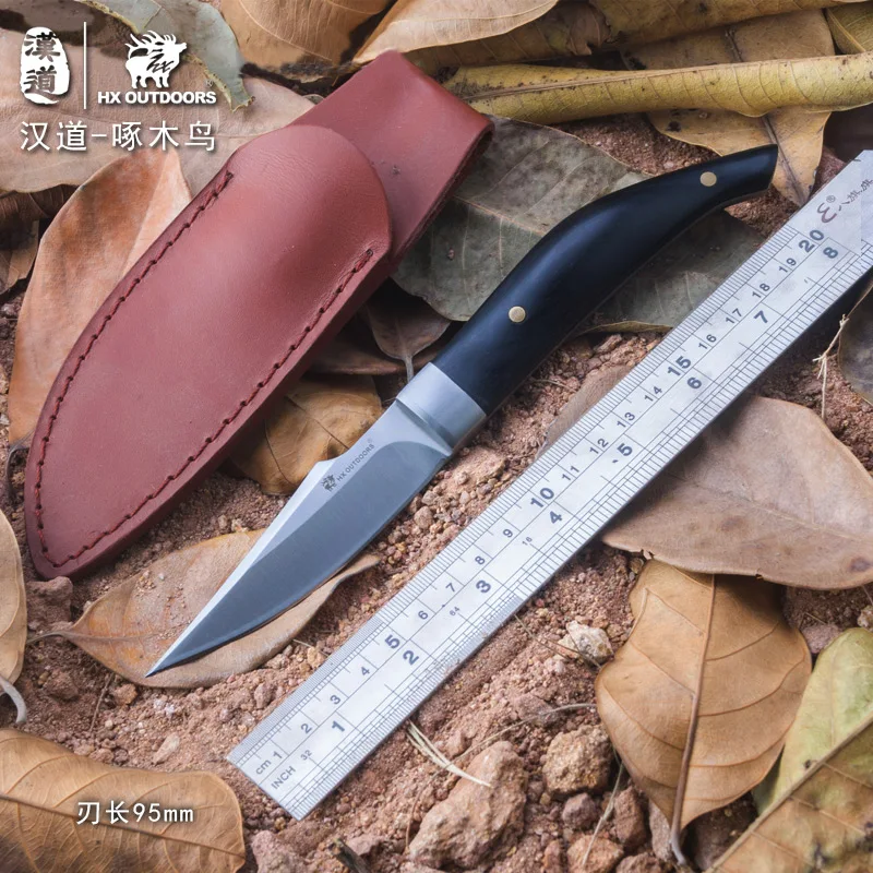 

HX OUTDOORS high hardness wood handle straight knife wilderness survival knife self-defense knife outdoor tools High quality