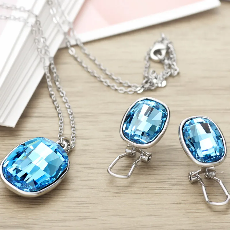 Ювелирный Комплект из колье и серёг с кристаллами Swarovski|earrings necklace|necklace earringnecklace with
