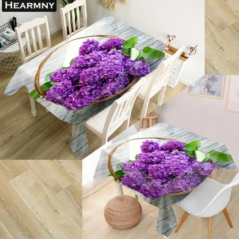 HEARMNY 3D скатерть сиреневая Ткань Оксфорд Пыленепроницаемая прямоугольная крышка