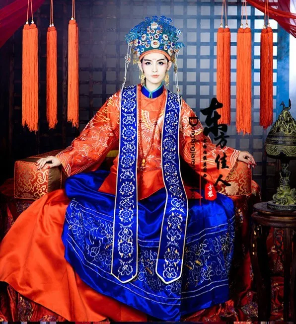 Китайская традиционная Свадебная пара костюмов для невесты и жениха династия