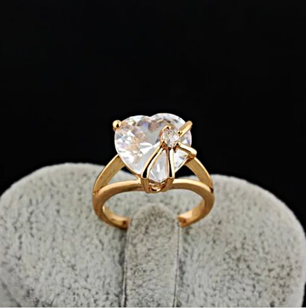 Ювелирные украшения 18K золото прозрачный кубический цирконий большое кольцо в