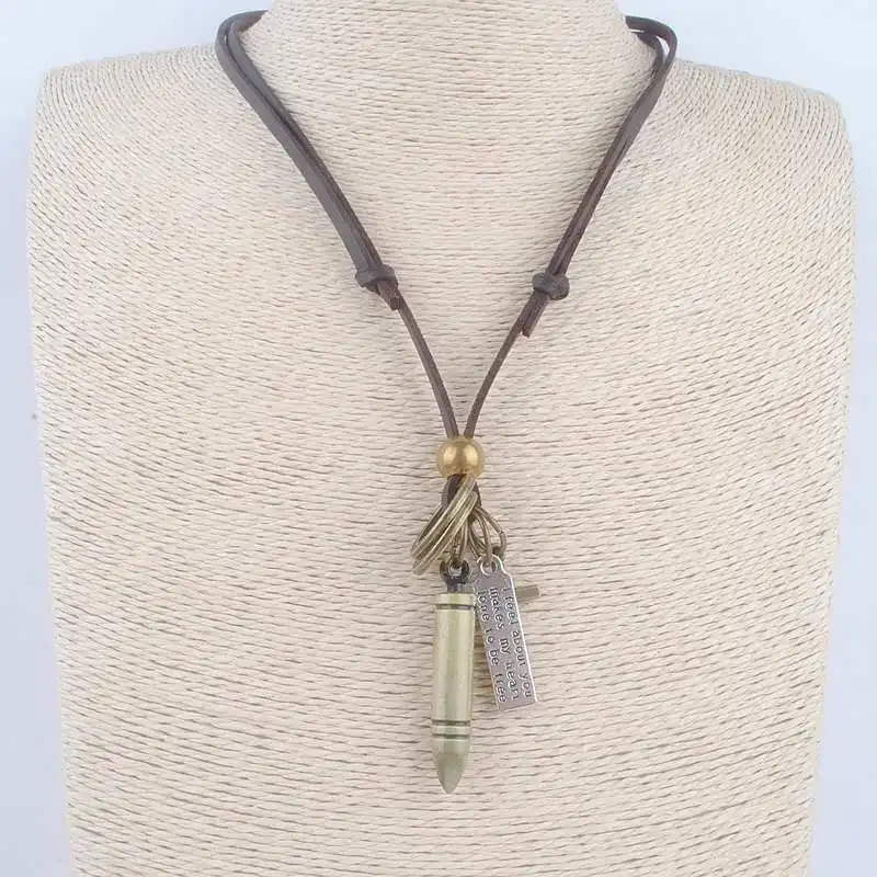 Антикварная винтажная Длинная цепочка из веревки ожерелье сплав пули подвески