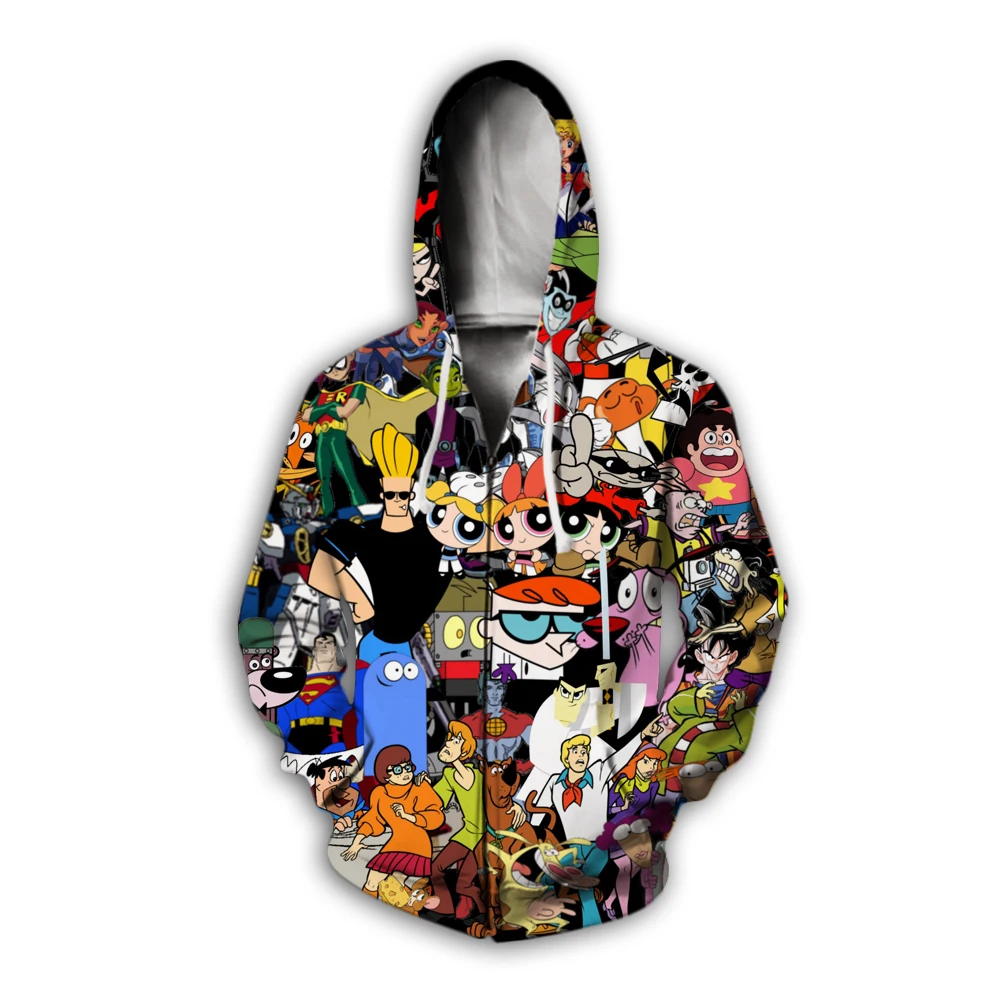 PLstar Cosmos Fashion men hoodies 90s Cartoon Gang Character collage 3D Printed Hoodie Unisex streetwear Hooded Sweatshirt