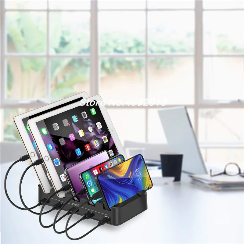 Складной 5-портовый USB зарядное устройство кронштейн мульти-порт typec мобильный