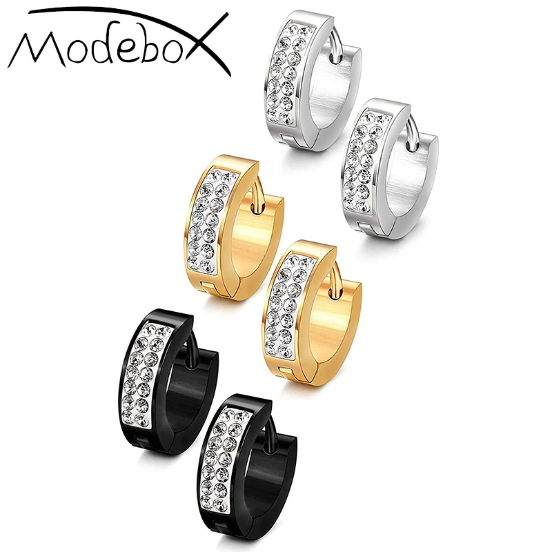 MODEBOX 2 и 3 пары обруч серьги Нержавеющая сталь Huggie Комплект сережек для женщин