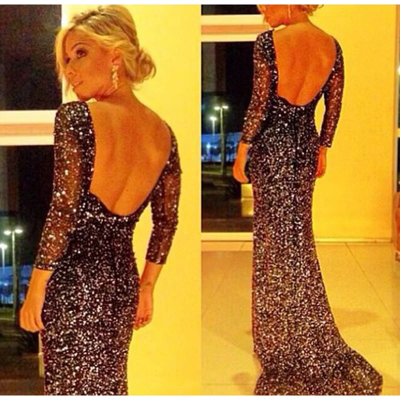 Vestido de festa сексуальное длинное платье черное блестящее платье с открытой спиной Лето женское платье большого размера vestidos mujer Robe Sexy