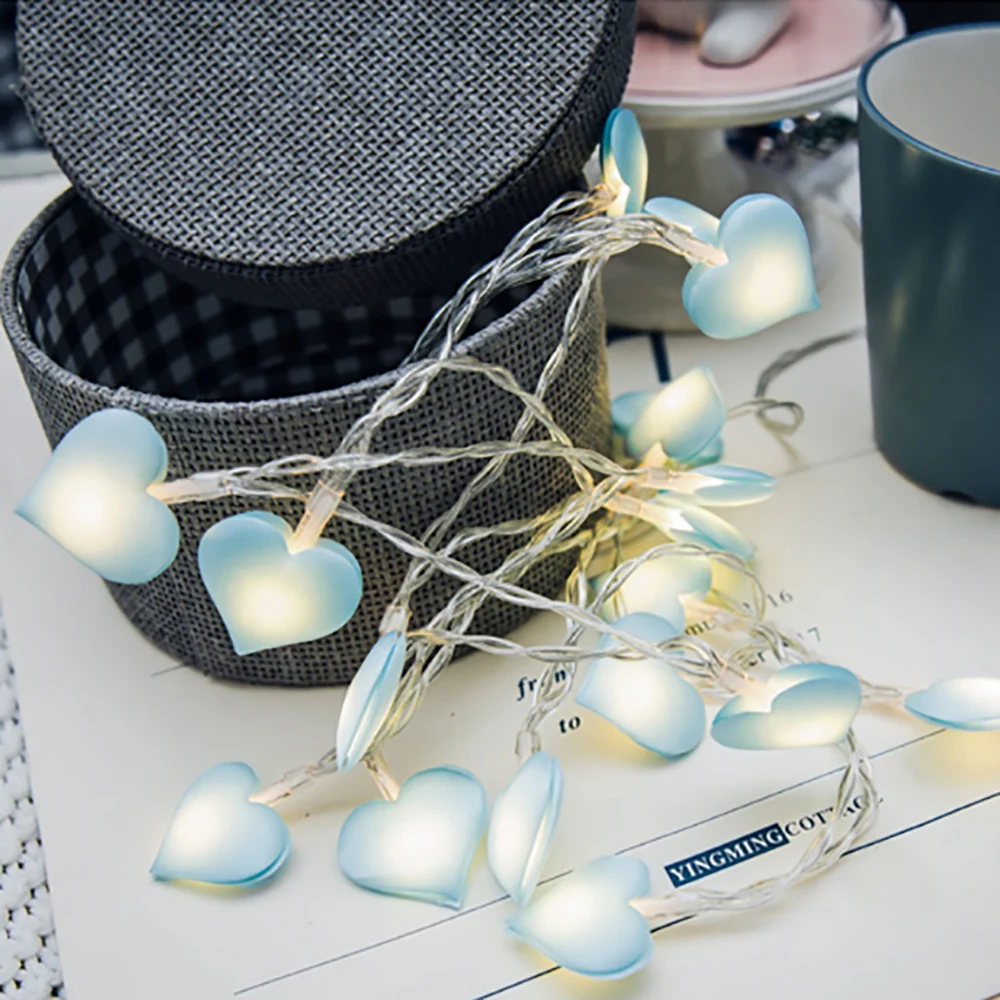 Модная сатиновая гирлянда в форме сердца светодиодная сказочная лампа реквизит