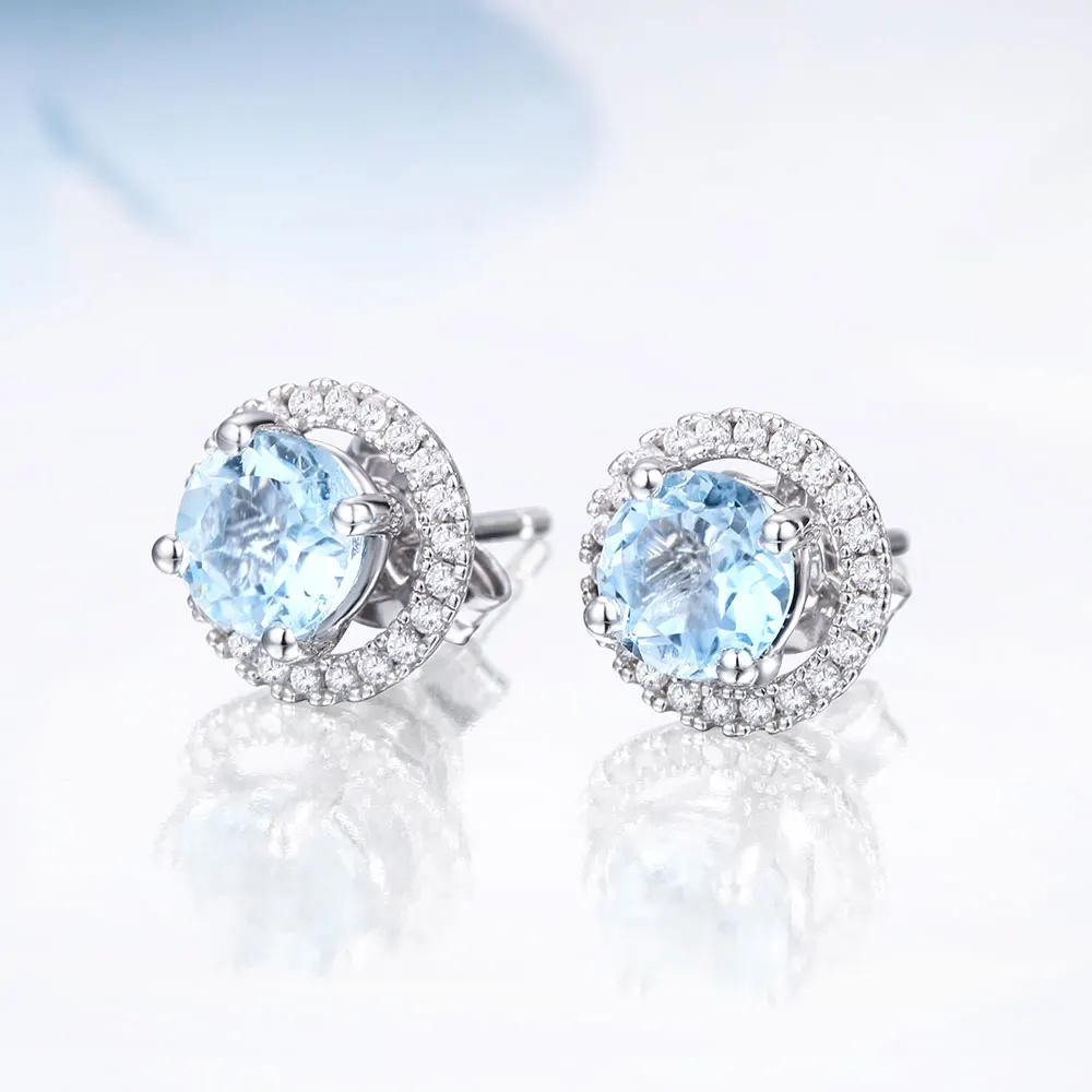 DOUBLE R 1.76 Ct натуральный топаз 925 стерлинговое серебро Серьги для женщин голубой