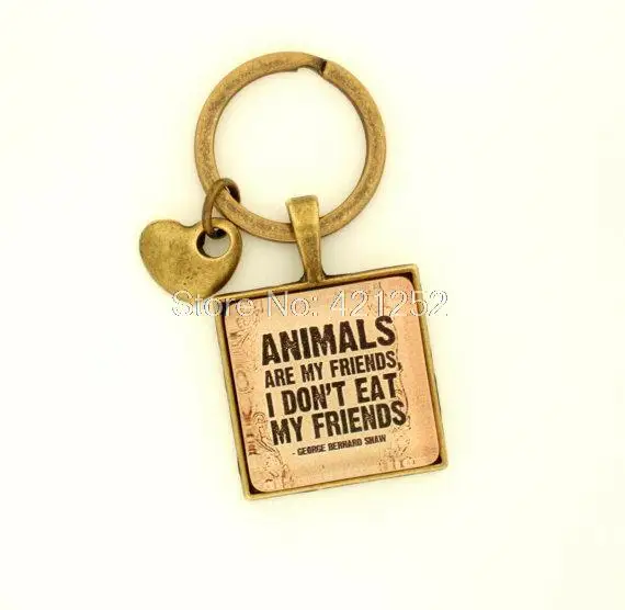 12 шт. брелоки в виде животных Джордж Бернар шоу подарок для вегетарианцев|keyrings