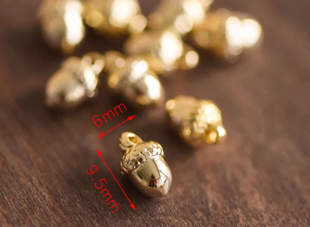 10pcs Mini Gold plated Brass Acorn Charms 9x6mm Lead Nickel Free (GB-067) | Украшения и аксессуары