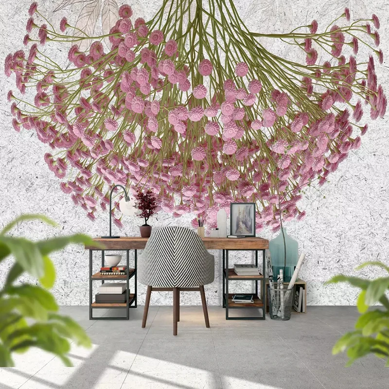 Современная роскошная 3d фреска на заказ тисненые обои с розовыми цветами для