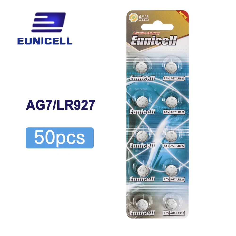 50 шт. батарейки AG7 LR927 LR57 SR927W 1 55 GR927 395A в с кнопочными ячейками для пультов