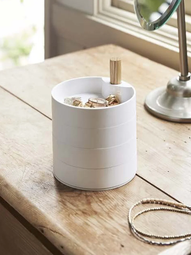 Органайзер круглая шкатулка для ювелирных изделий простая вращающаяся коробка