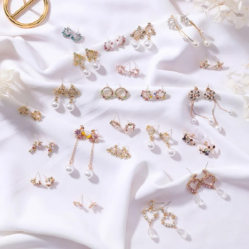 Милая цветная цветочная гирлянда из лепестков Длинная подвеска серьги сплава в