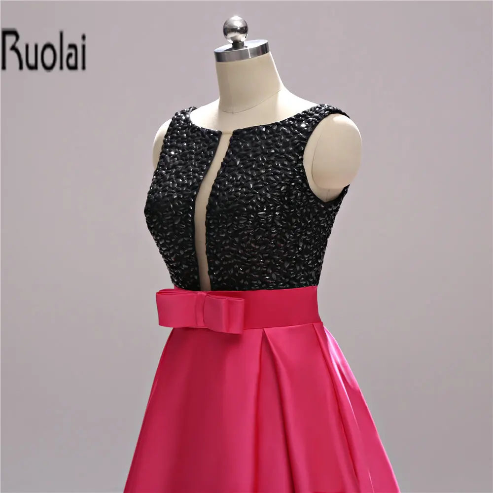 2017 Real Sample Sexy Red Formal Long Evening Dresses Beading Bow V-Neck Satin Gown For Prom Party Backless Custom Made | Свадьбы и