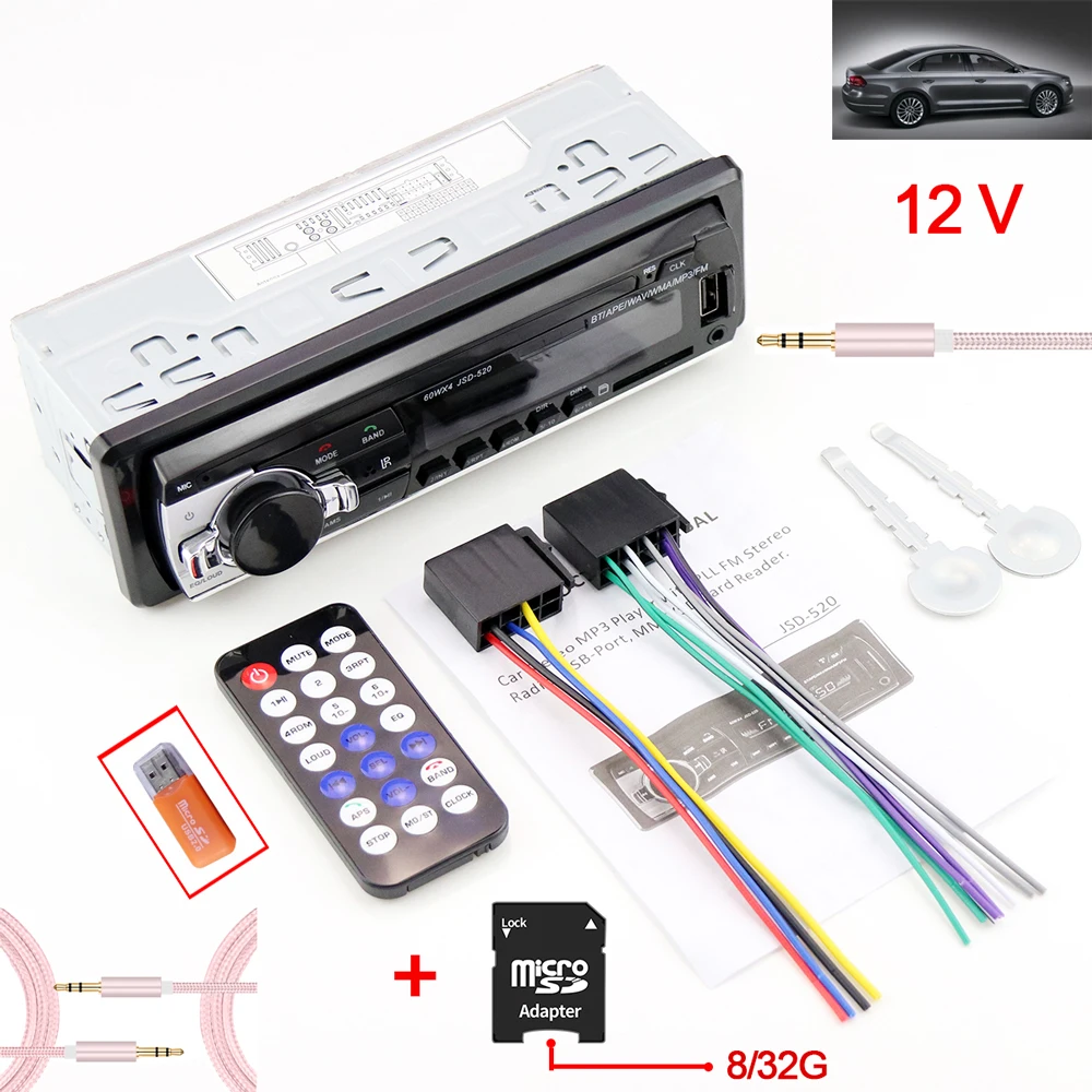 1 din FM стерео AUX Входной приемник автомобильный Радио USB Bluetooth Автомобильный Mp3
