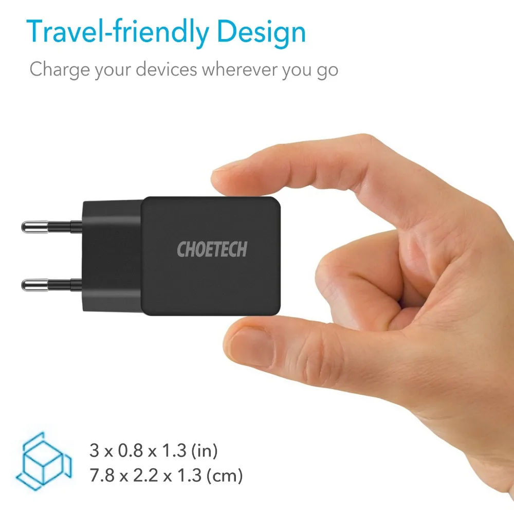 CHOETECH 5V 2.4A USB Зарядное устройство для телефона универсальное дорожное сетевое Зарядное устройство с функцией умной зарядки USB адаптер для samsung S8/S7 EU/US/UK Разъем