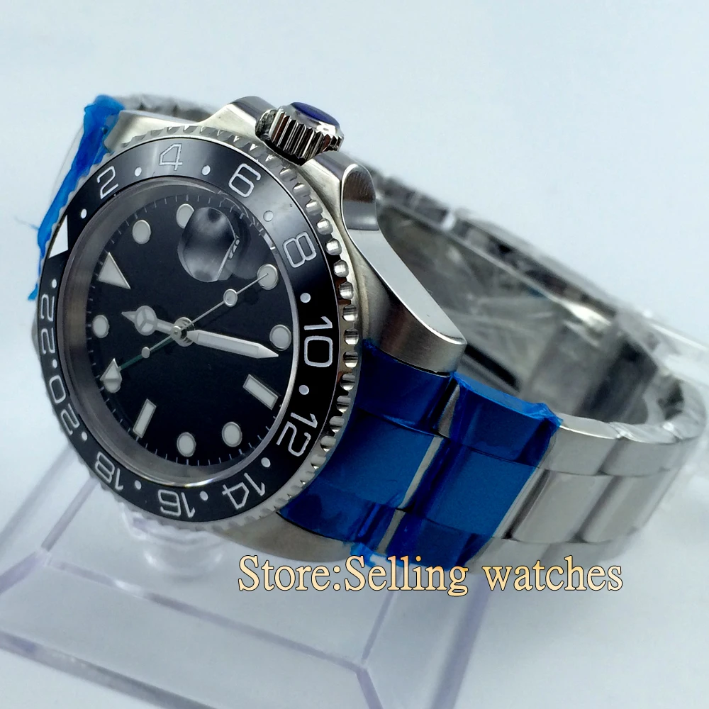 Parnis 40 мм керамический ободок GMT Часы с сапфировым стеклом|glass bottles flip top|glass double edging