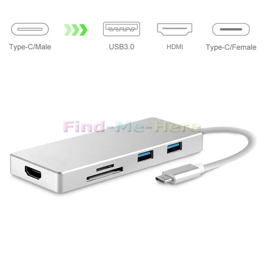 USB C цифровой AV многопортовый адаптер Тип Hub 3 1 с питанием PD для зарядки HDMI 4K выход