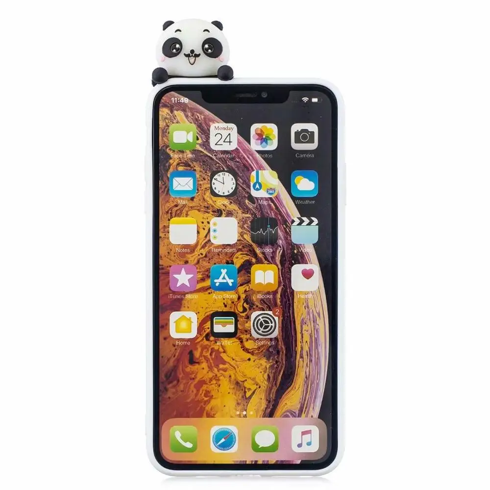 3D милый мультяшный чехол для iphone XS XR Max animal Panda pig Cat Силиконовый 5 5S SE 6 6s 7 8 Plus X