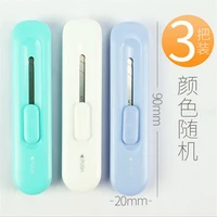 deli 3 pcs portable letter opener small blade paper cutter cutting tool knife student manual stationery eyebrow pencil knife