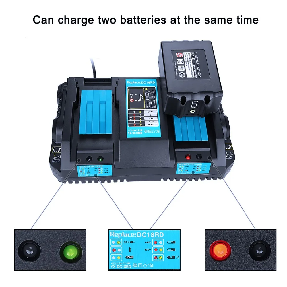 Li-ion Electric Power Tool Battery Double Charger Rapid Charging For Makita 14.4V 18V with USB Port | Электроника