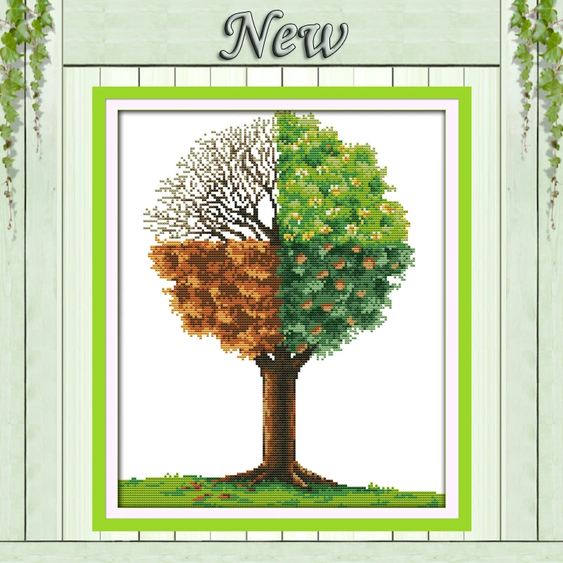 Набор для вышивки The four Seasons tree magic напечатанный на холсте DMC 14CT 11CT сделай сам