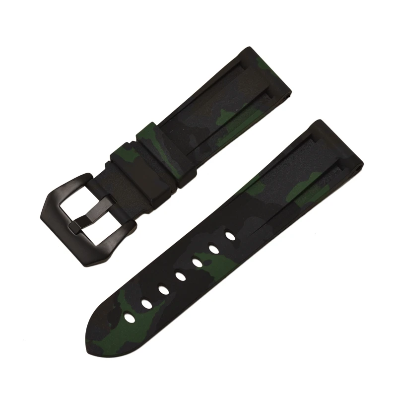 Dkgr Ca black clasp HQ силиконовый ремешок 20 22 24 26 мм камуфляжные часы силиконовый браслет резиновый сменный Браслет наручных часов для PAM ремешок и стальная пряжка - Цвет ремешка: Dkgr Ca black clasp