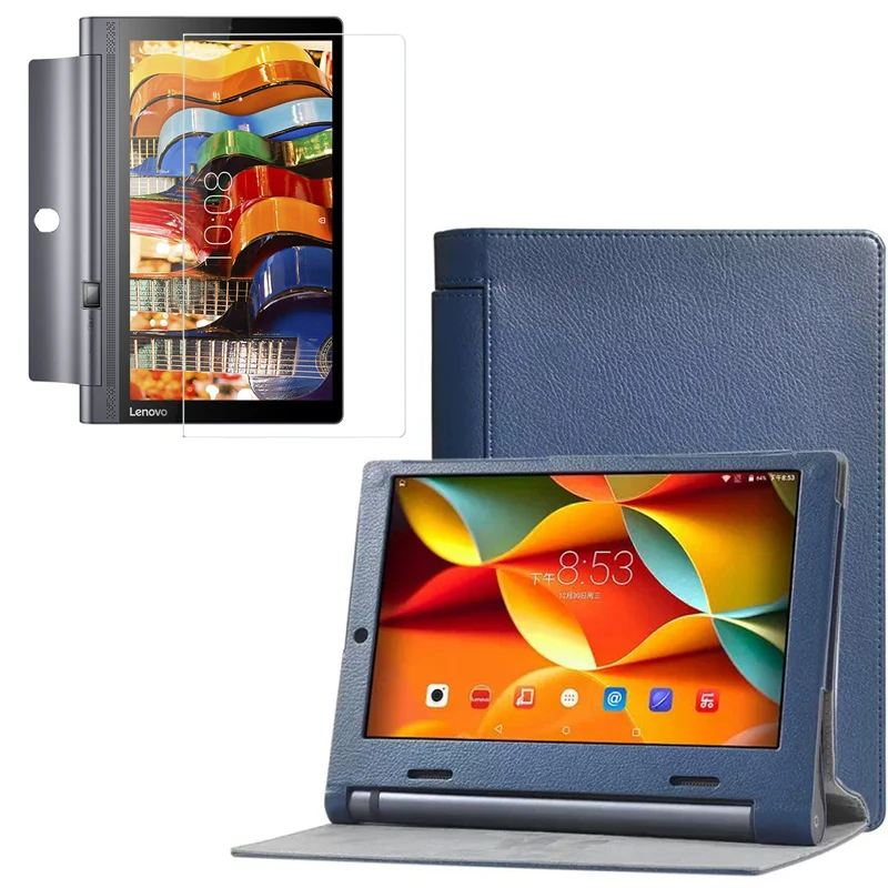 1x Защитная пленка для экрана роскошный кожаный чехол книжка Lenovo YOGA Tab 3 10 YT3 X50F X50L