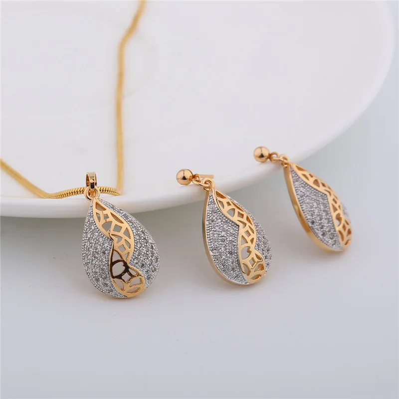 Женский комплект ювелирных изделий GULICX золотистого цвета с подвеской из