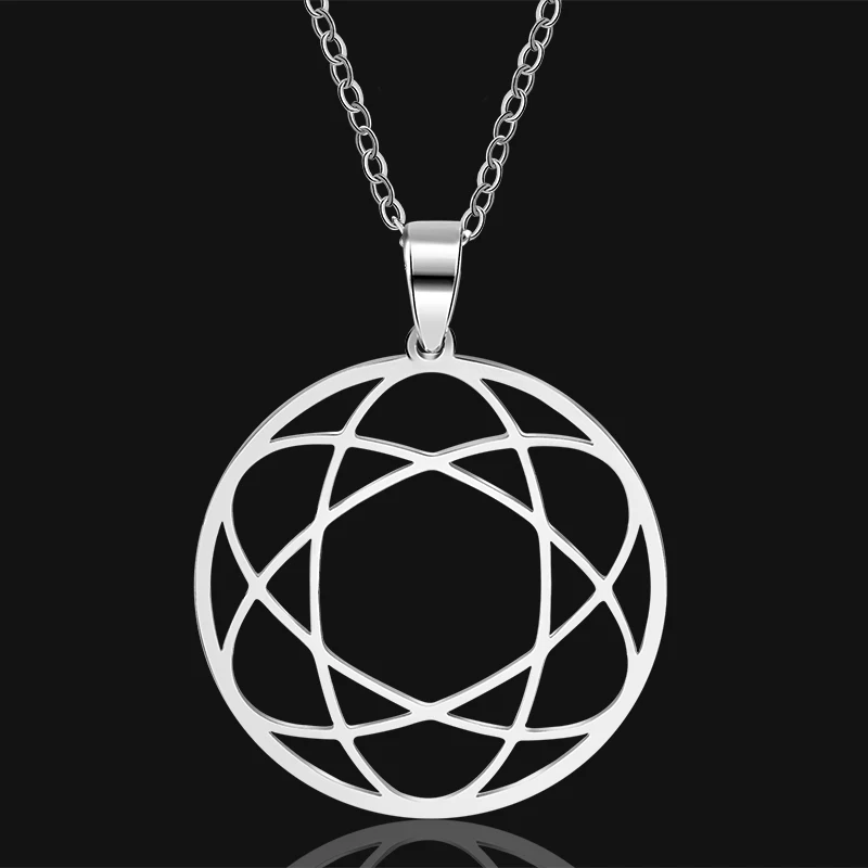 2 Metatron's Cube нержавеющая сталь кулон уплотнения Archangel Ангел сигил ожерелья с 60 см цепи для женщин - Окраска металла: 2