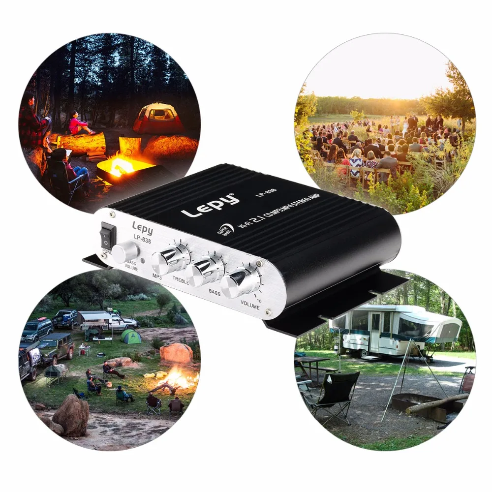 Lepy LP 838 мини Hi Fi 2 1 Автомобиль 3 канала разъем Усилитель сабвуфер MP3 MP4 Стерео Плеер