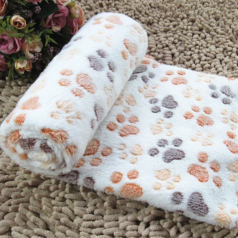 Dog Bed Mats Soft Flannel Fleece Blanket Paw Foot Print Warm Pet Sleeping Beds Cover Mat For Small Medium Dogs Cats | Дом и сад