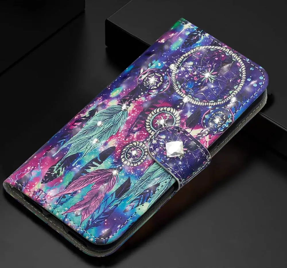 3D окрашенный флип чехол для телефона samsung Galaxy A10 A20 A30 A50 M10 M20 M30 Магнитный кошелек s Carcasa funda hoesje