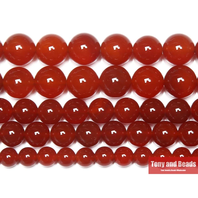 Red carnelian agate round gem loose beads 15