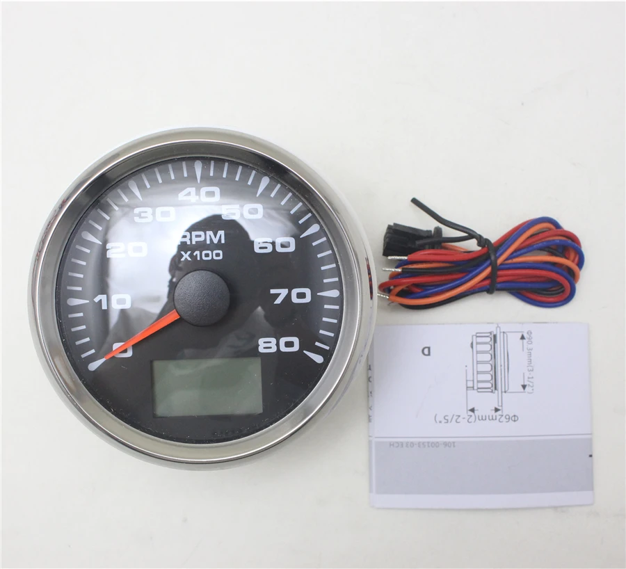 85mm Tachometer 8K RPM Vessel tacho Gauge with Hourmeter 8 color Backlight for Auto Car Marine Yacht Vehicle Boat Gauges | Автомобили и