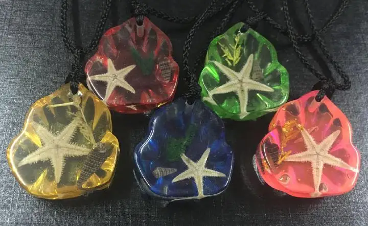 

FREE SHIPPING 5 pendant real starfish specimen colorful shape design charming jewelry