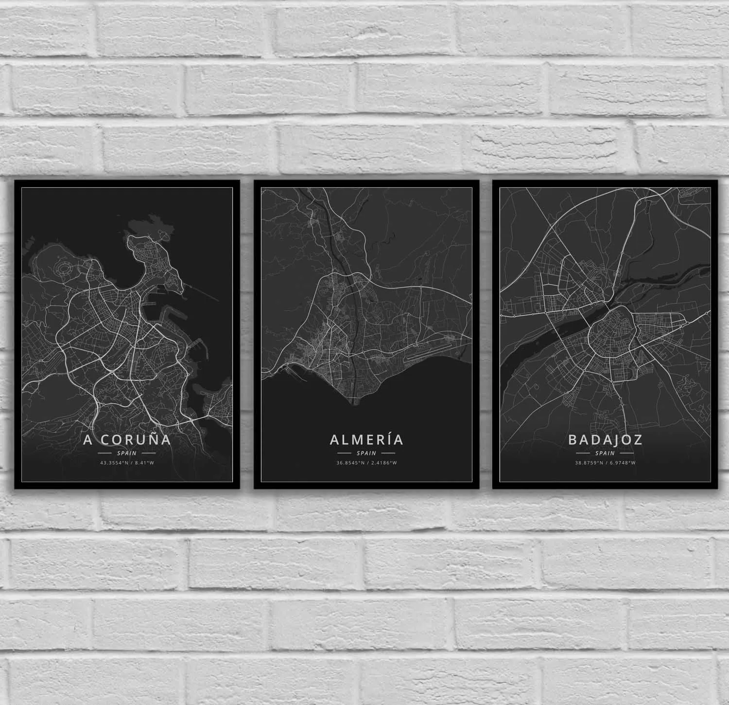 A Coruna Almeria Badajoz Barcelona Bilbao Catral Gijon Girona Granada Huelva Ibiza Las Palmas Leon Madrid Spain Poster | Дом и сад