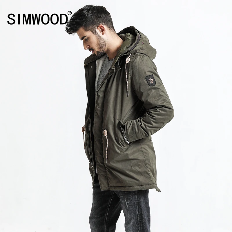 Simwood 2018 Новый Для мужчин пальто длинный плащ брендовая одежда модные куртки