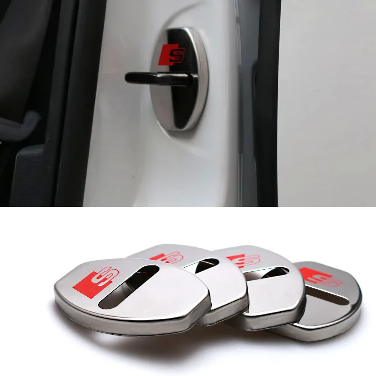 4 Шт. Автомобиль Из Нержавеющей Стали Замок Двери Пряжки Защитную Крышку Наклейки
