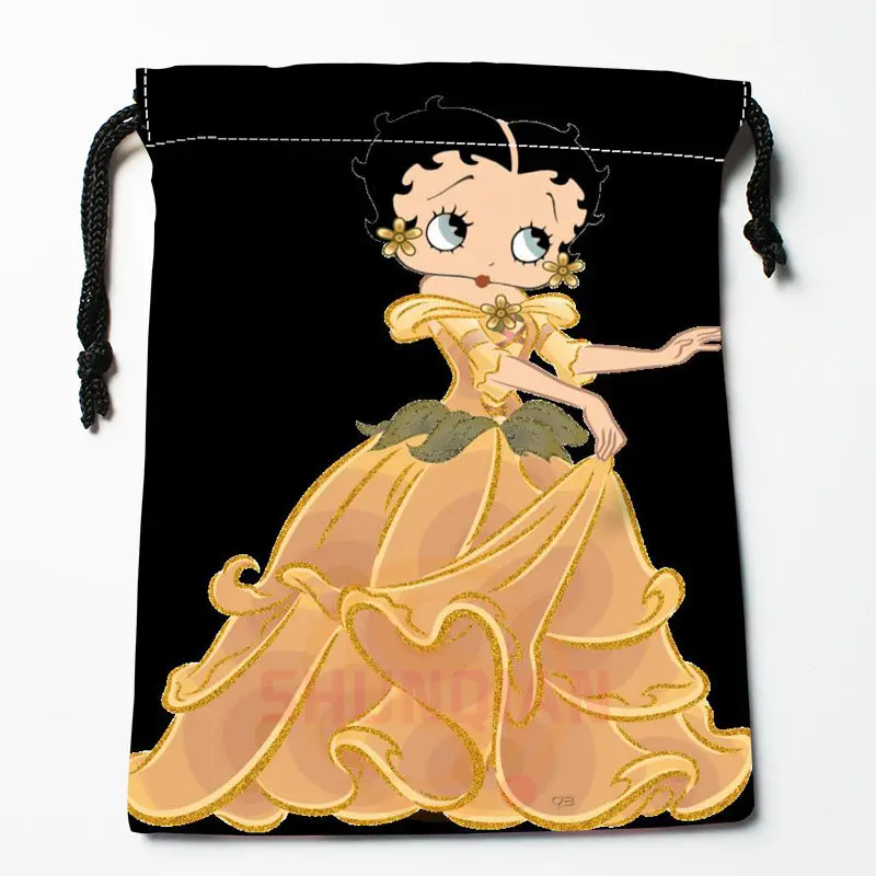 Новая сумка для хранения с принтом Betty Boop, 27x35 см, сатиновые сумки со шнурками, компрессионные сумки, индивидуальные подарки для вашего образа - Цвет: 1